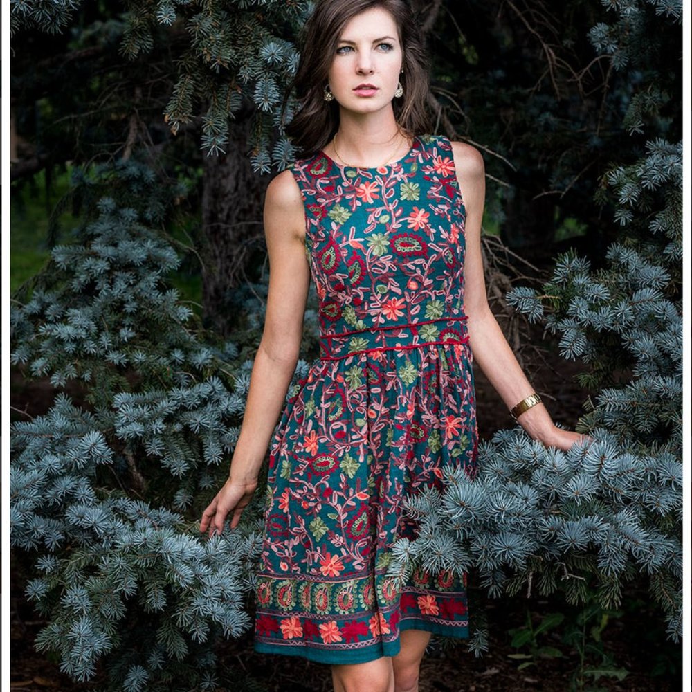 Adelyn Rae x Anthropologie Needlepoint Garden Dress